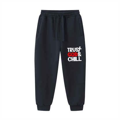 Trust Him And Chill Unisex Christian Drawstring Jogged Sweatpants - ClaimedbyGodDesigns