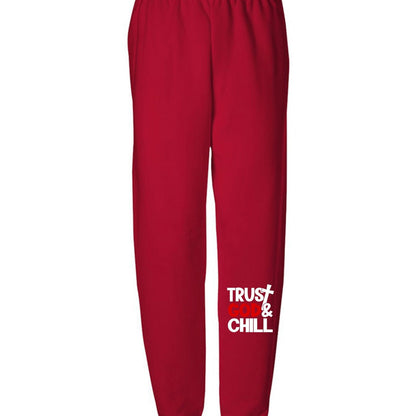 Trust Him And Chill Youth Christian Sweatpants - ClaimedbyGodDesigns