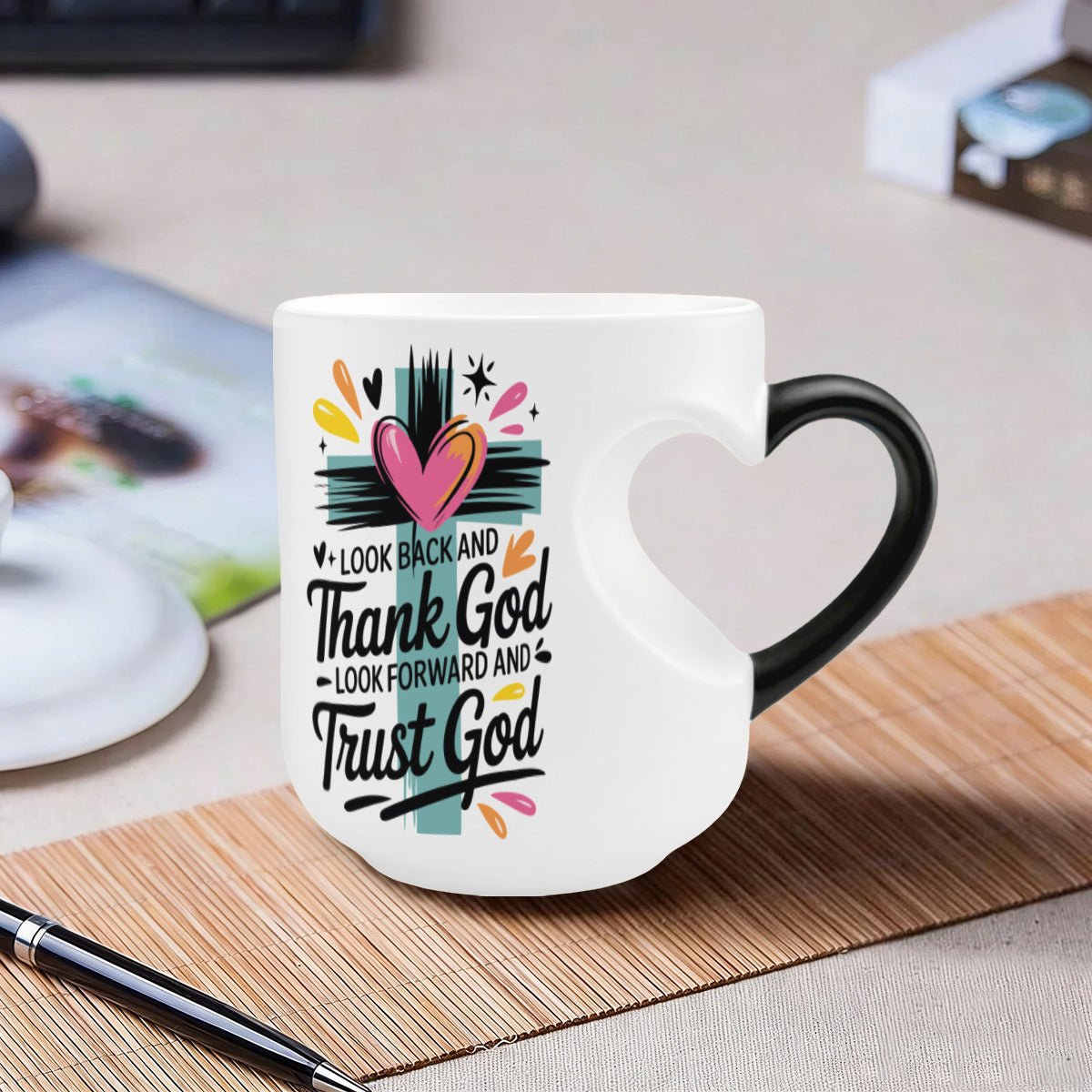 Trust Him Christian Color Changing Heart Handle Mug - ClaimedbyGodDesigns