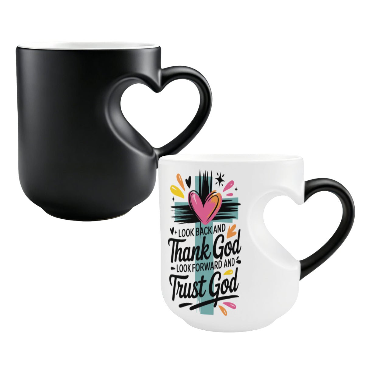 Trust Him Christian Color Changing Heart Handle Mug - ClaimedbyGodDesigns