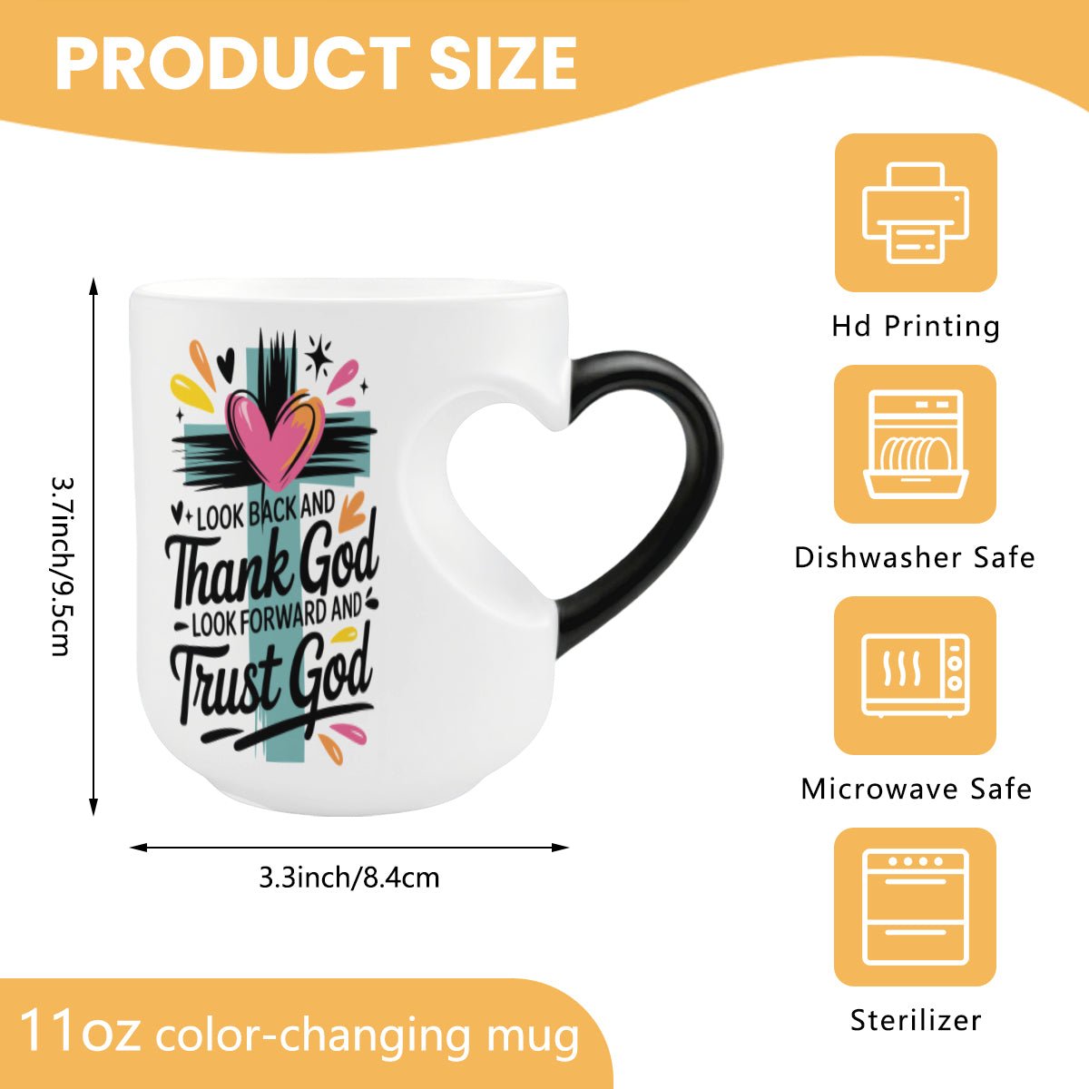 Trust Him Christian Color Changing Heart Handle Mug - ClaimedbyGodDesigns