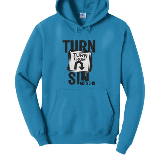 Turn From Sin Unisex Christian Pullover Hooded Sweatshirt - ClaimedbyGodDesigns