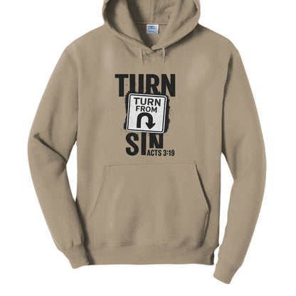 Turn From Sin Unisex Christian Pullover Hooded Sweatshirt - ClaimedbyGodDesigns