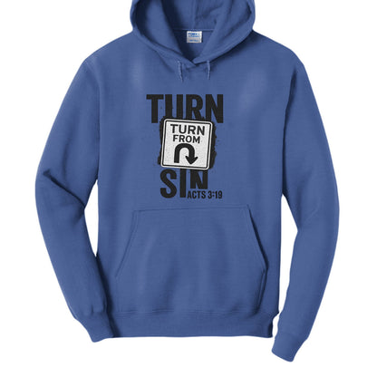 Turn From Sin Unisex Christian Pullover Hooded Sweatshirt - ClaimedbyGodDesigns