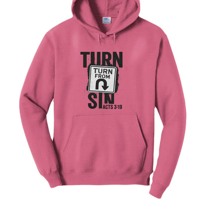 Turn From Sin Unisex Christian Pullover Hooded Sweatshirt - ClaimedbyGodDesigns