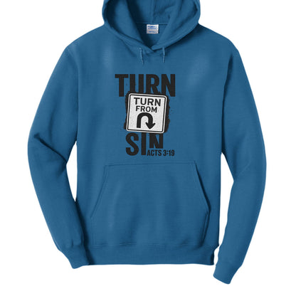 Turn From Sin Unisex Christian Pullover Hooded Sweatshirt - ClaimedbyGodDesigns