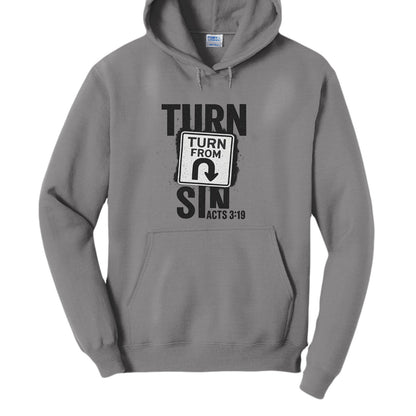 Turn From Sin Unisex Christian Pullover Hooded Sweatshirt - ClaimedbyGodDesigns