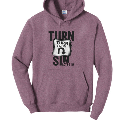 Turn From Sin Unisex Christian Pullover Hooded Sweatshirt - ClaimedbyGodDesigns