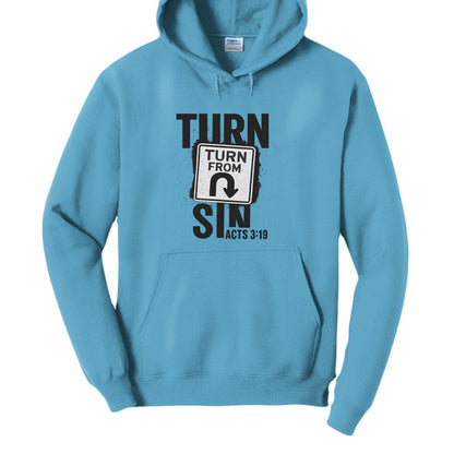 Turn From Sin Unisex Christian Pullover Hooded Sweatshirt - ClaimedbyGodDesigns