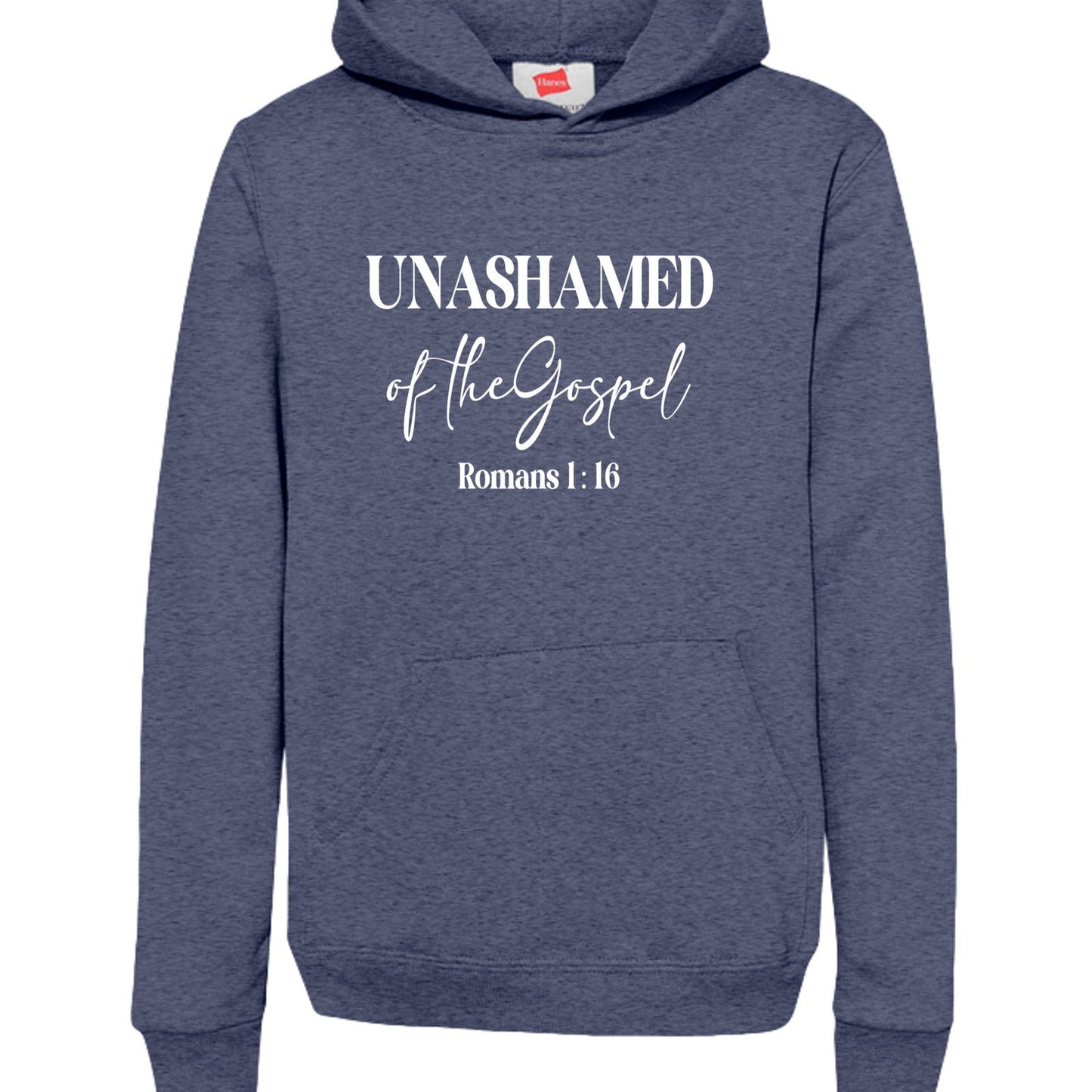 Unashamed of the Gospel Youth Christian Pullover Hooded Sweatshirt - ClaimedbyGodDesigns