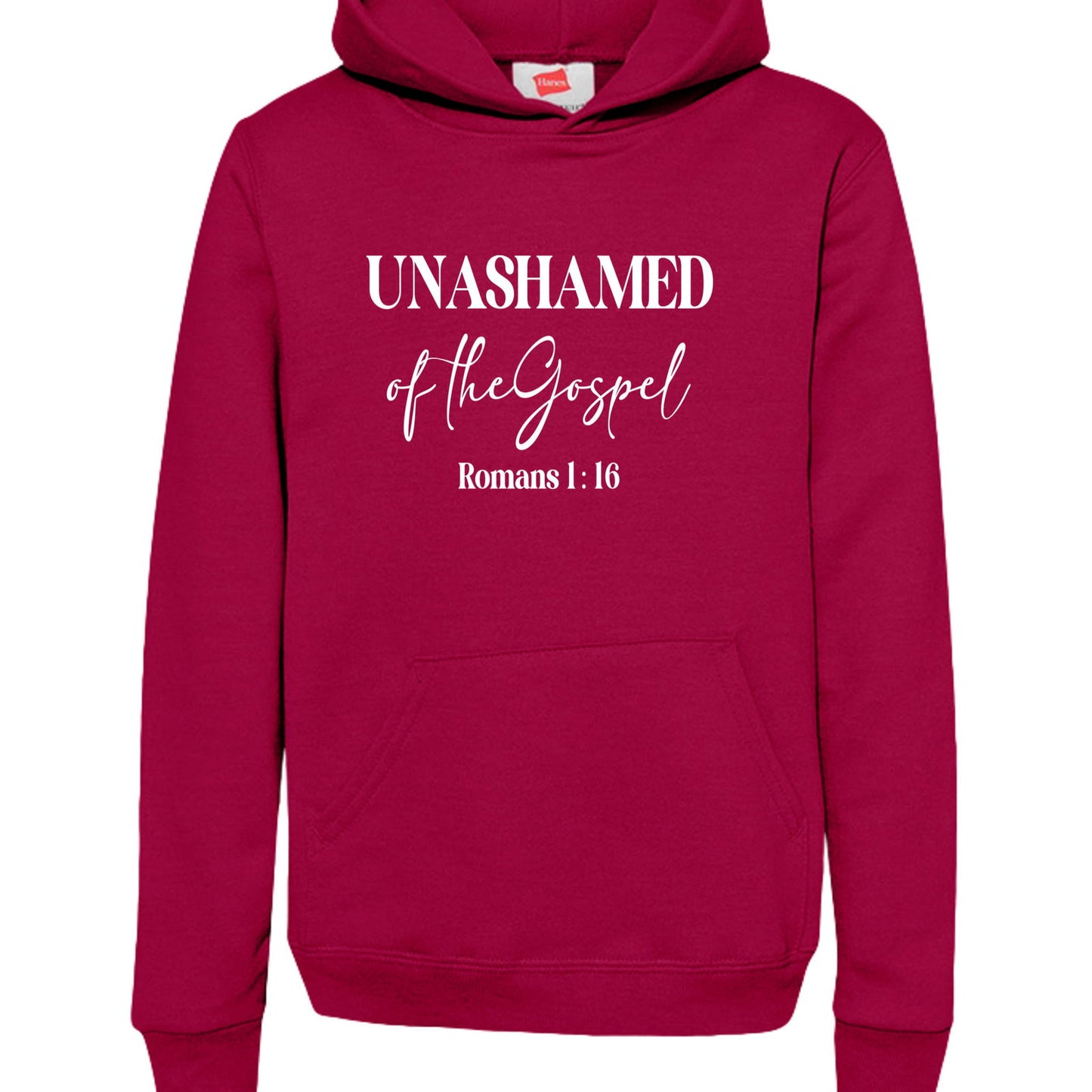 Unashamed of the Gospel Youth Christian Pullover Hooded Sweatshirt - ClaimedbyGodDesigns
