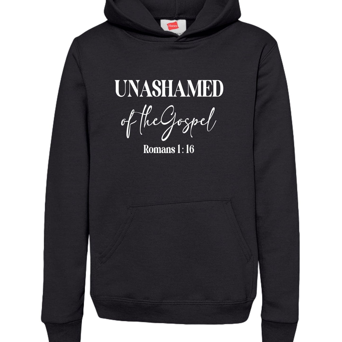 Unashamed of the Gospel Youth Christian Pullover Hooded Sweatshirt - ClaimedbyGodDesigns