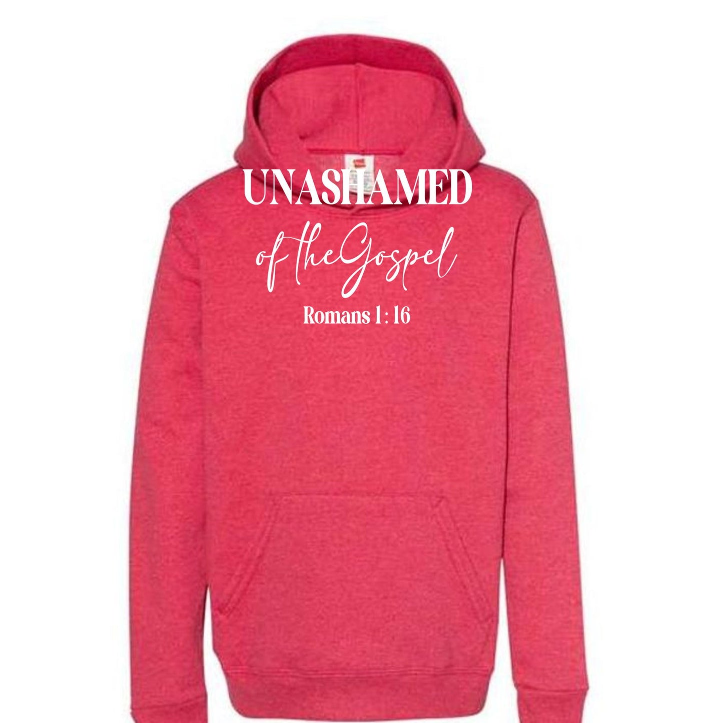 Unashamed of the Gospel Youth Christian Pullover Hooded Sweatshirt - ClaimedbyGodDesigns