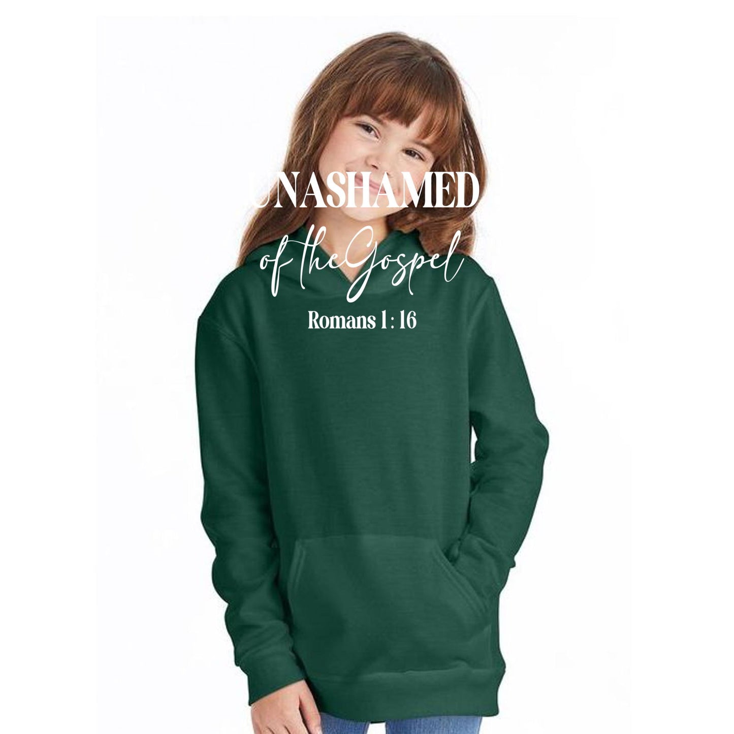 Unashamed of the Gospel Youth Christian Pullover Hooded Sweatshirt - ClaimedbyGodDesigns
