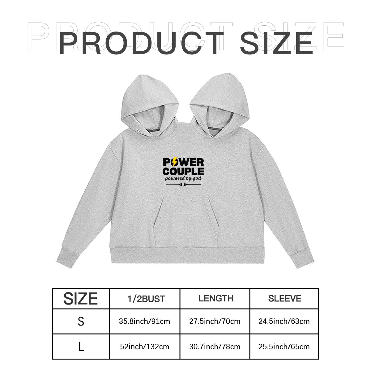 Unisex Christian Hooded Sweatshirt - Oversized Power Couple Onesie - ClaimedbyGodDesigns