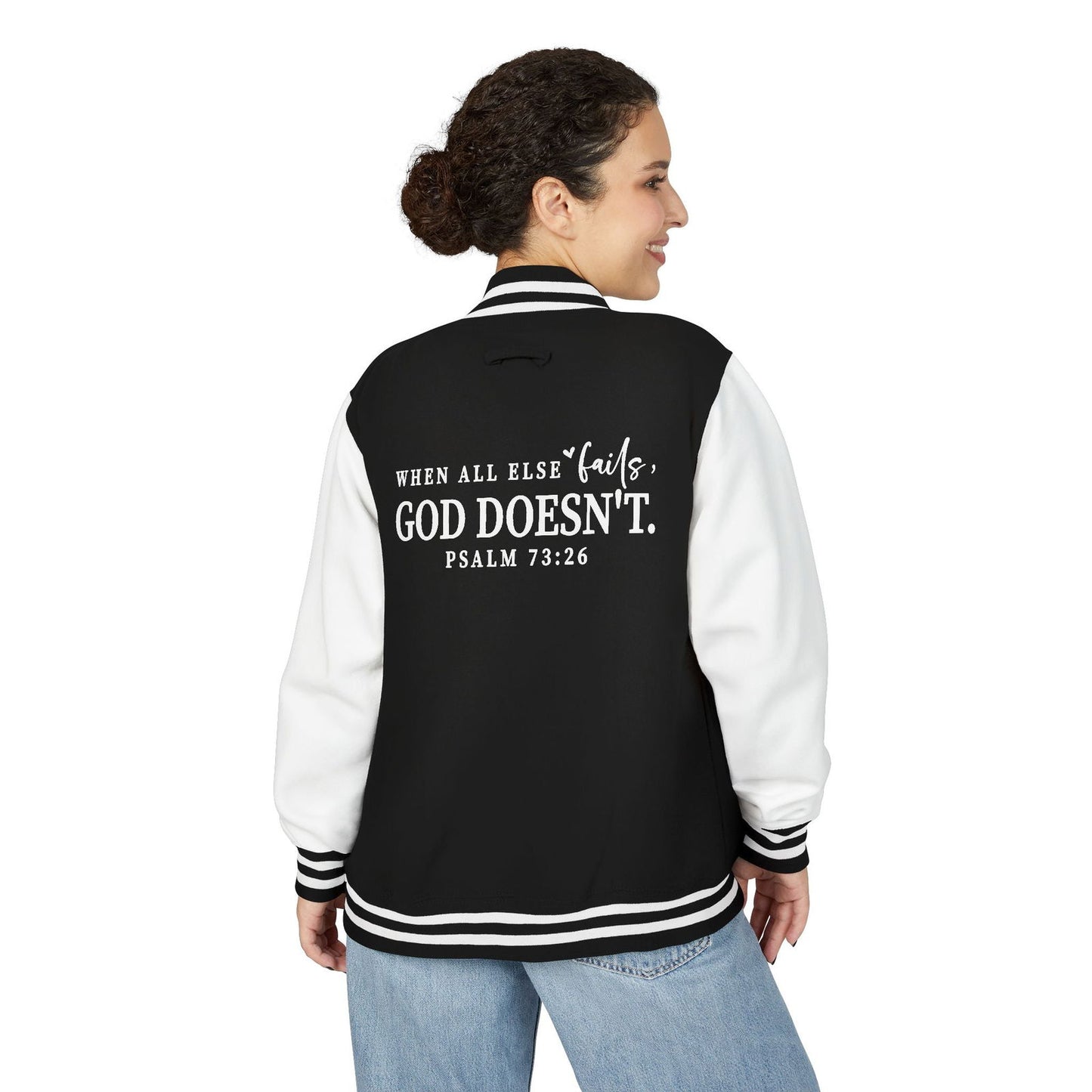 Unisex Heavyweight Christian Letterman Jacket - Inspirational Quote Jacket - ClaimedbyGodDesigns