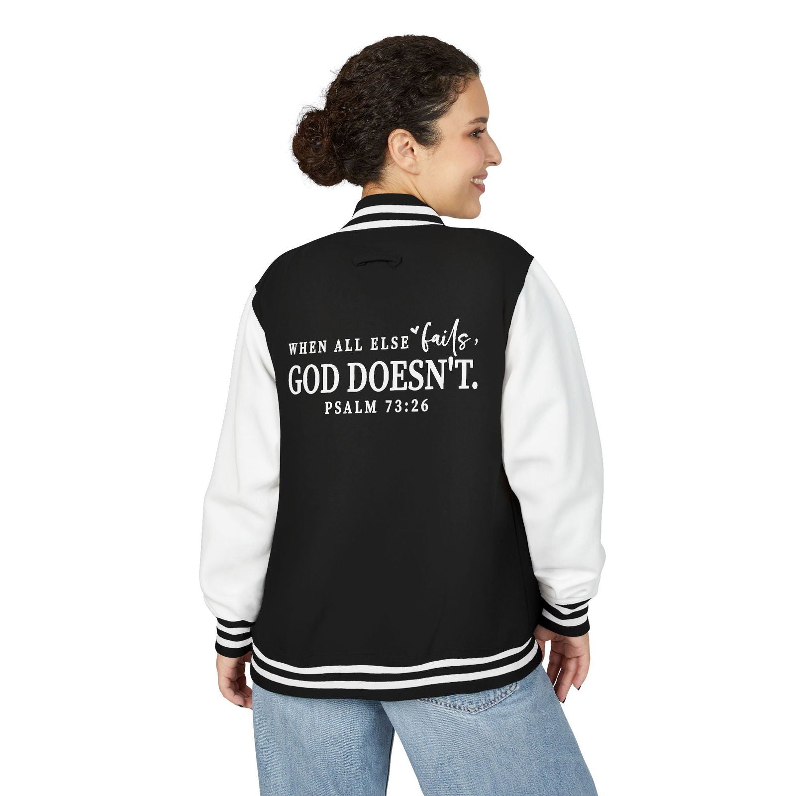 Unisex Heavyweight Christian Letterman Jacket - Inspirational Quote Jacket - ClaimedbyGodDesigns