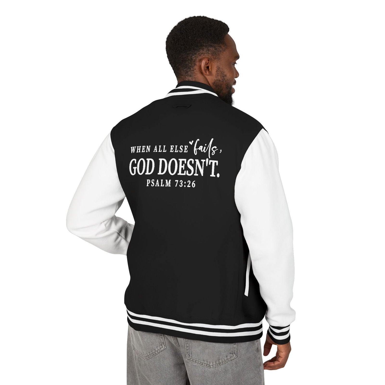 Unisex Heavyweight Christian Letterman Jacket - Inspirational Quote Jacket - ClaimedbyGodDesigns