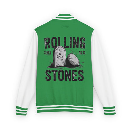 Unisex Vintage Rocker Letterman Jacket - Rolling Stones Design - ClaimedbyGodDesigns