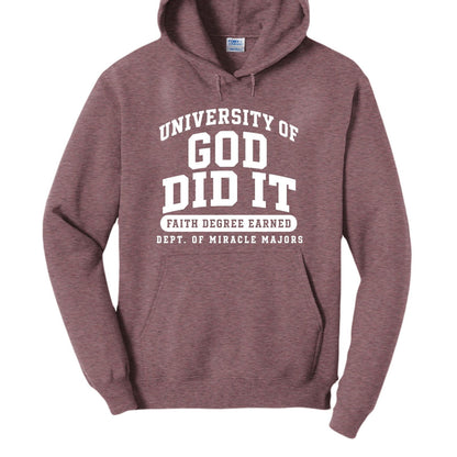 University Of God Did It Funny Christian University Pullover Hooded Sweatshirt - ClaimedbyGodDesigns