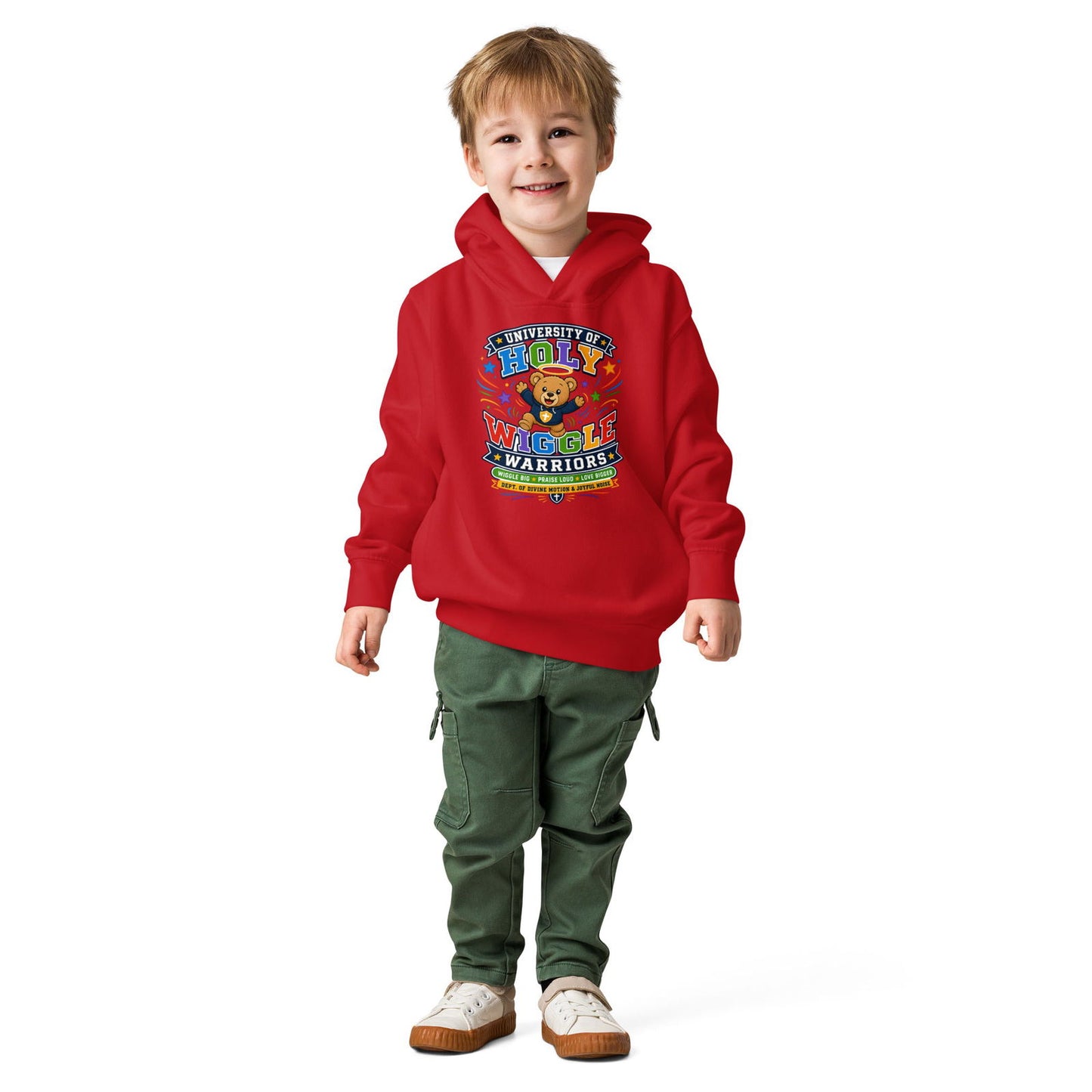 University Of Holy Wiggle Warriors Christian University Toddler Pullover Hooded Sweatshirt - ClaimedbyGodDesigns