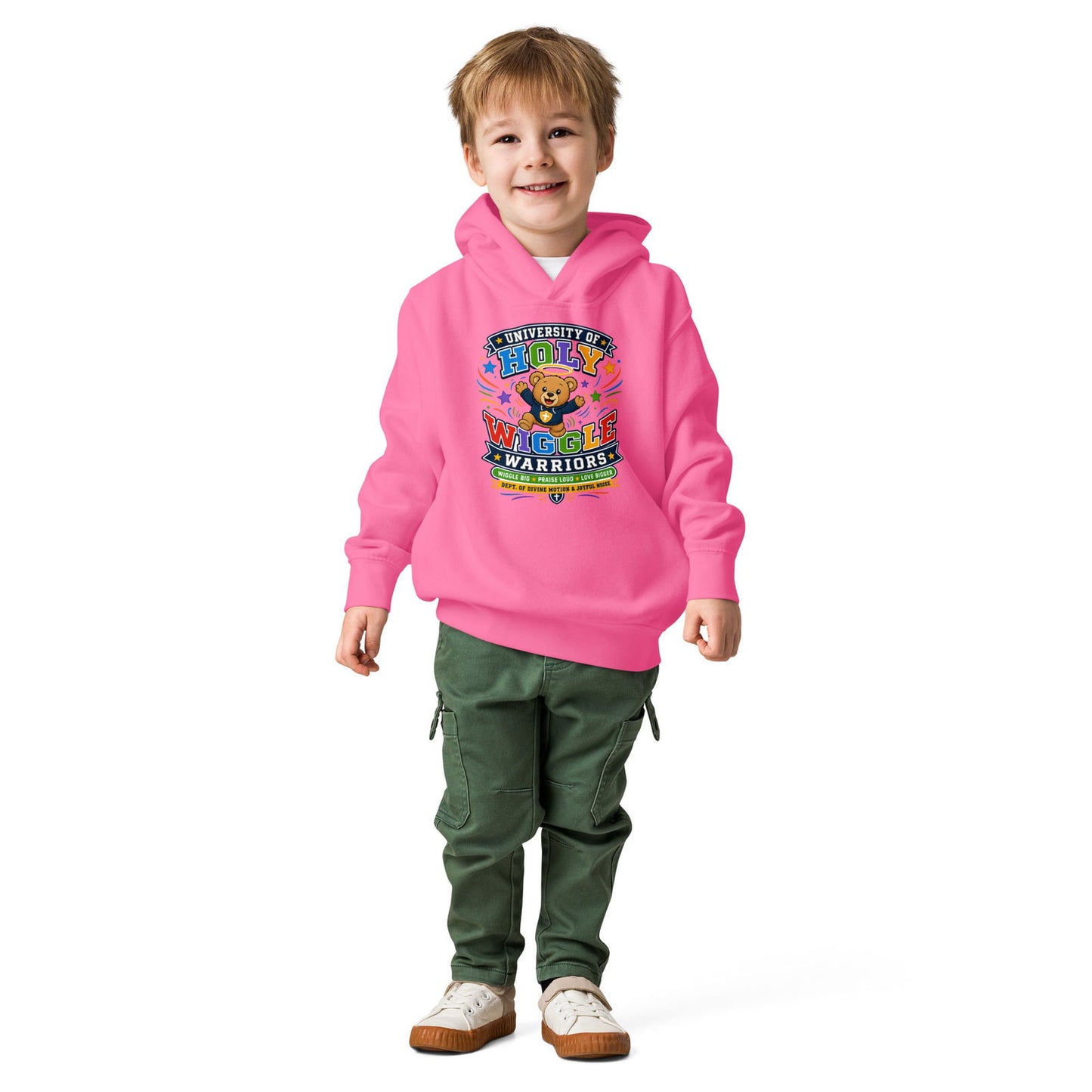 University Of Holy Wiggle Warriors Christian University Toddler Pullover Hooded Sweatshirt - ClaimedbyGodDesigns