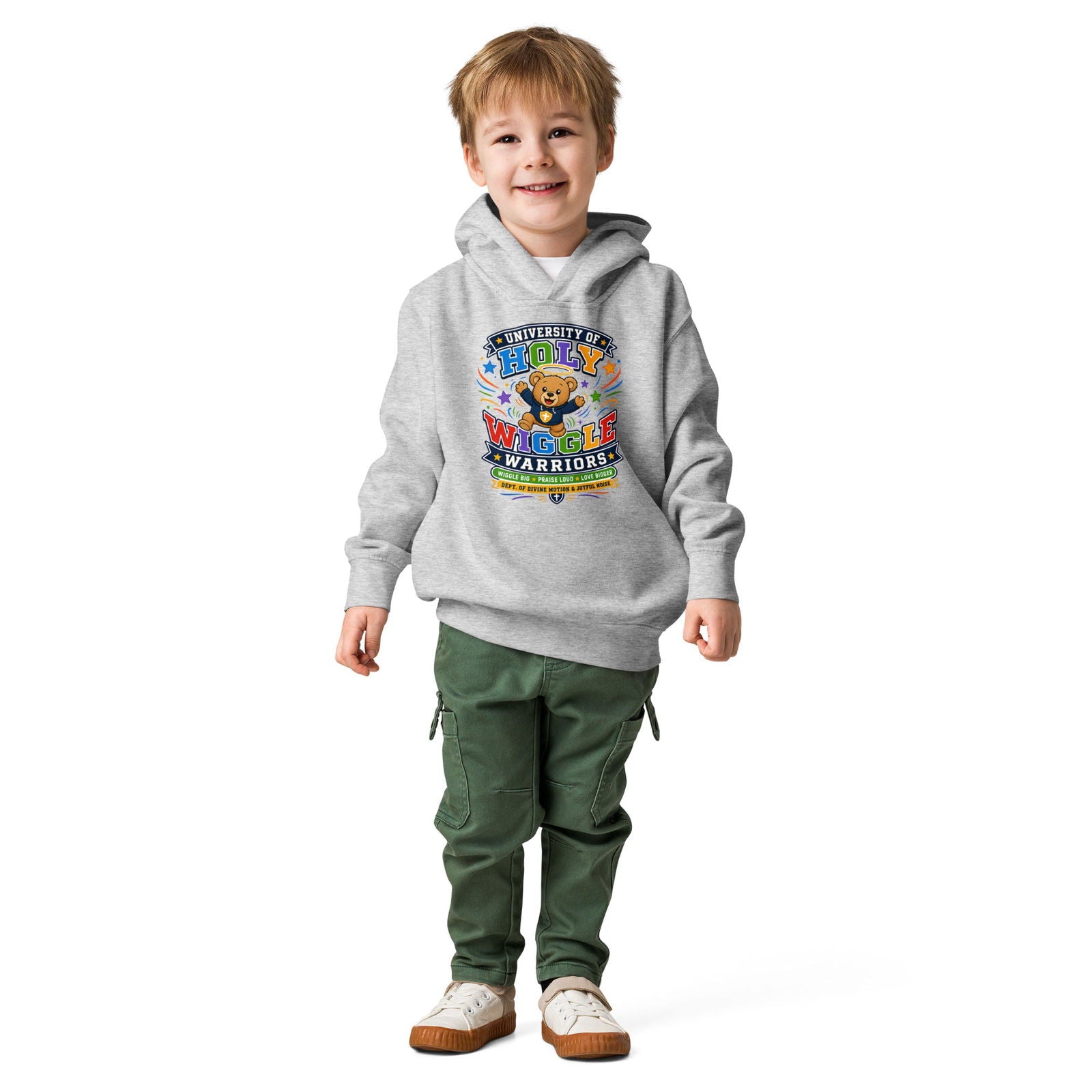 University Of Holy Wiggle Warriors Christian University Toddler Pullover Hooded Sweatshirt - ClaimedbyGodDesigns