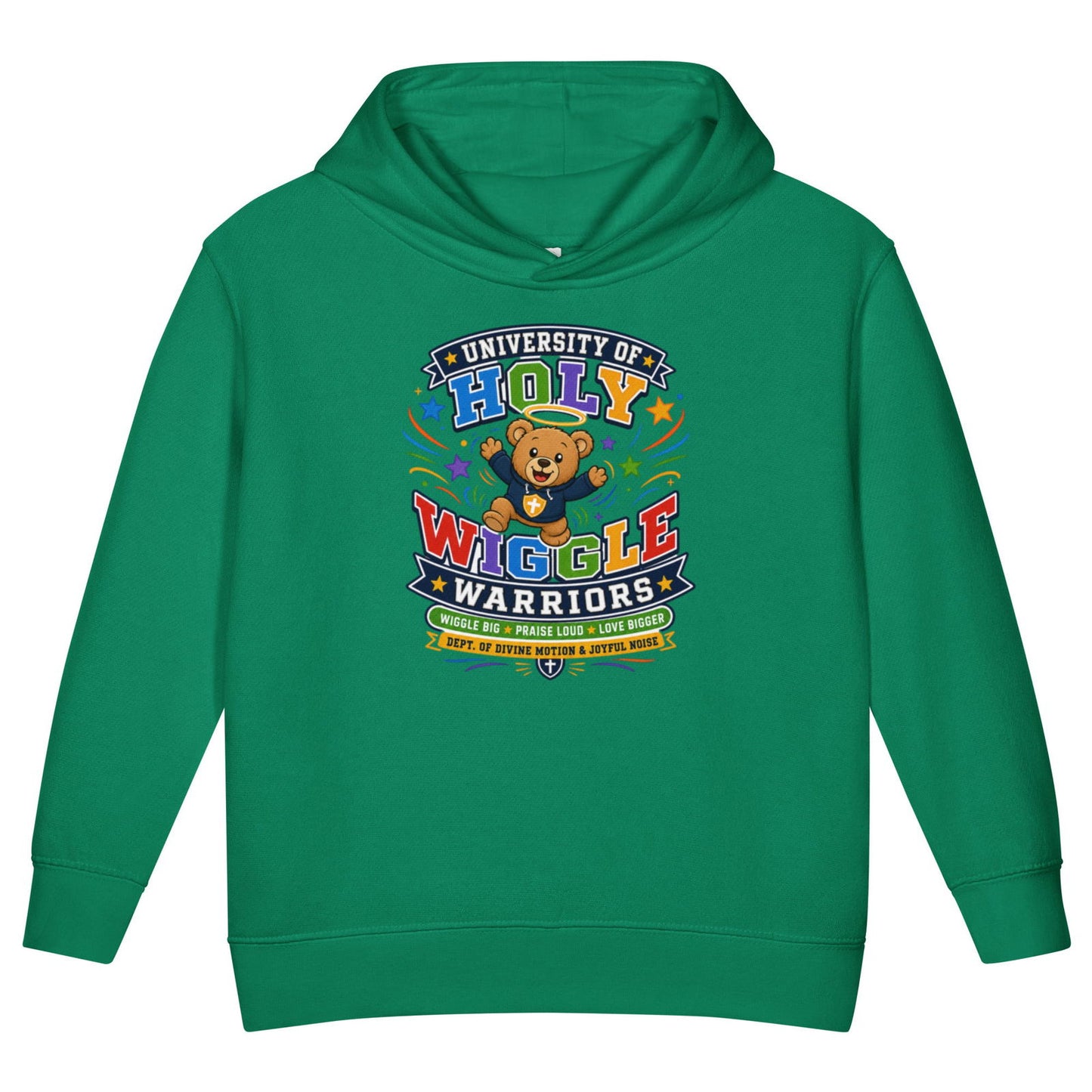 University Of Holy Wiggle Warriors Christian University Toddler Pullover Hooded Sweatshirt - ClaimedbyGodDesigns