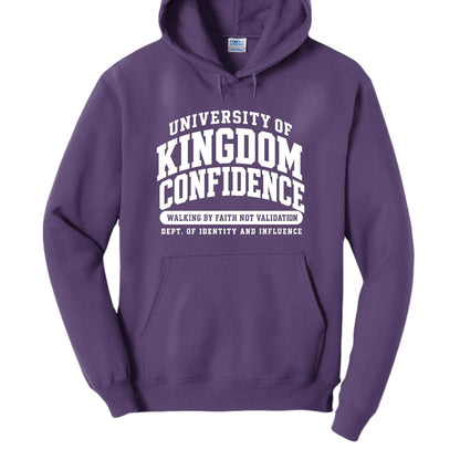 University Of Kingdom Confidence Funny Christian University Pullover Hooded Sweatshirt - ClaimedbyGodDesigns