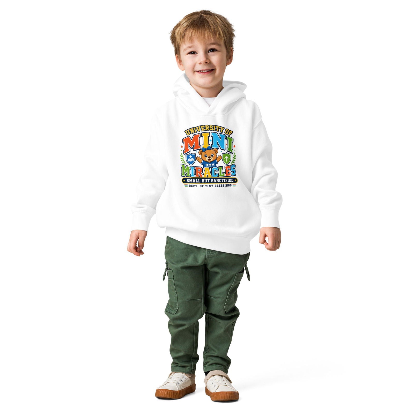 University Of Mini Miracles Christian University Toddler Pullover Hooded Sweatshirt - ClaimedbyGodDesigns