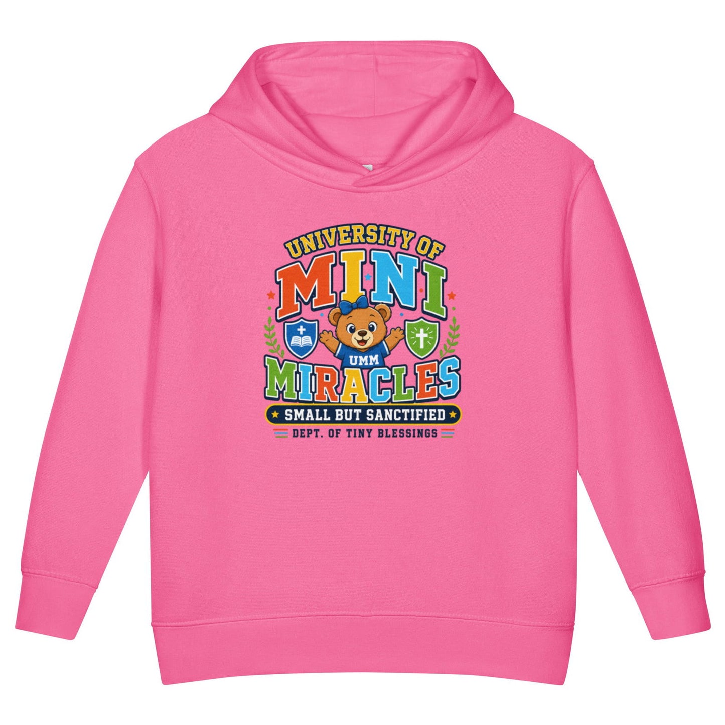 University Of Mini Miracles Christian University Toddler Pullover Hooded Sweatshirt - ClaimedbyGodDesigns