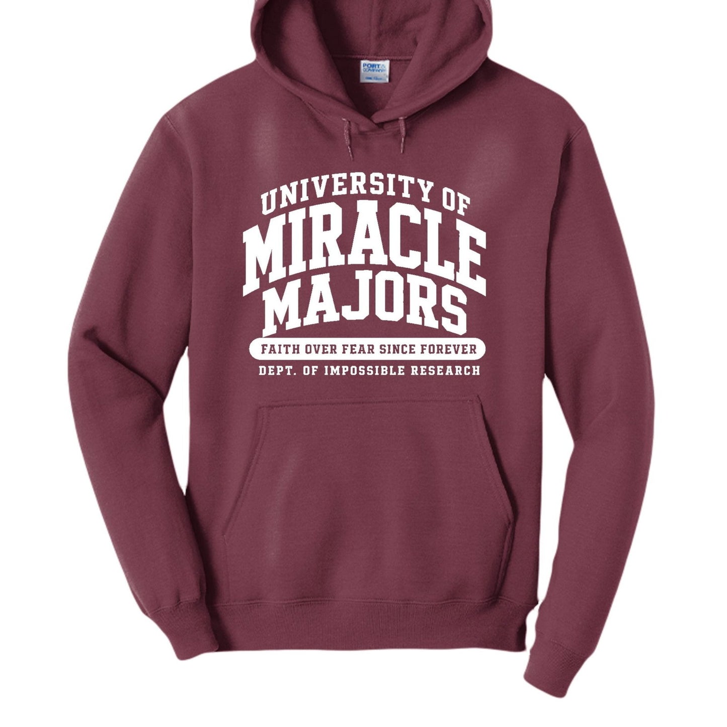 University Of Miracle Majors Funny Christian University Pullover Hooded Sweatshirt - ClaimedbyGodDesigns