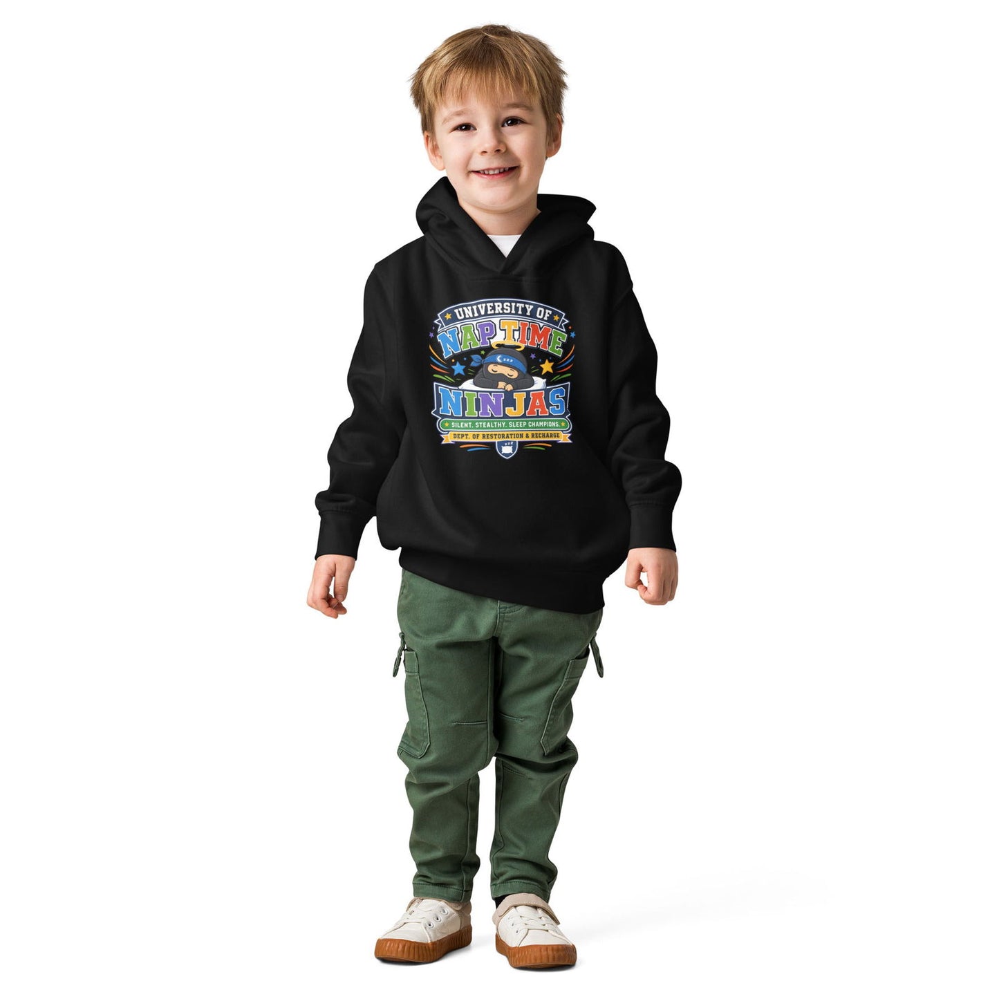 University Of Naptime Ninjas Christian University Toddler Pullover Hooded Sweatshirt - ClaimedbyGodDesigns