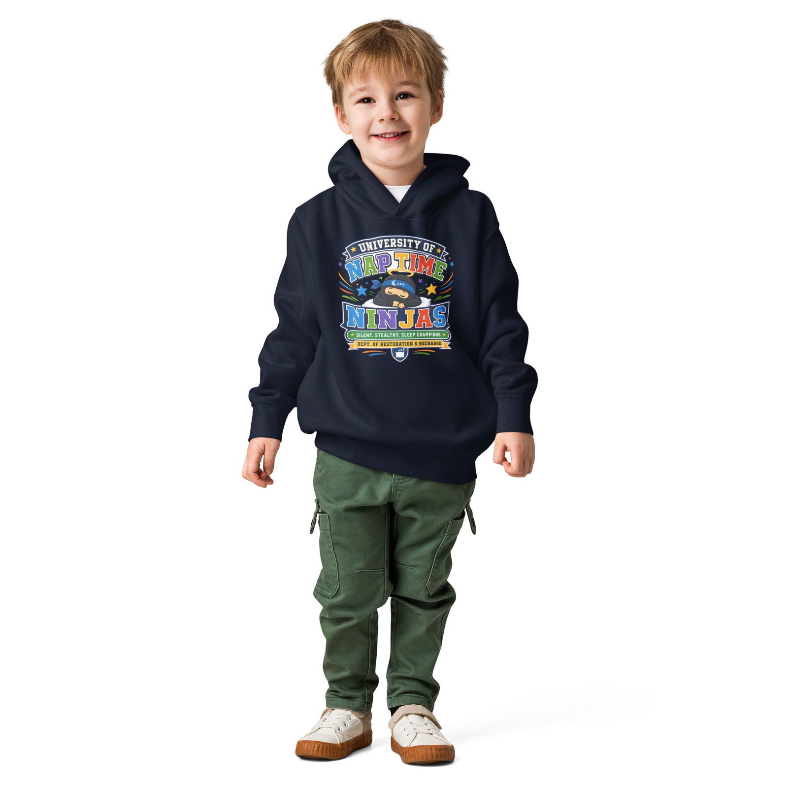 University Of Naptime Ninjas Christian University Toddler Pullover Hooded Sweatshirt - ClaimedbyGodDesigns