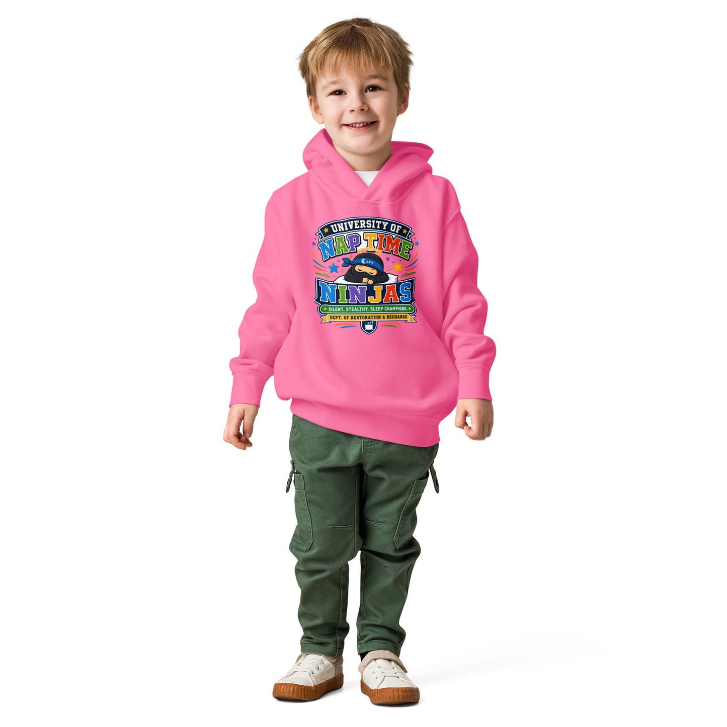 University Of Naptime Ninjas Christian University Toddler Pullover Hooded Sweatshirt - ClaimedbyGodDesigns