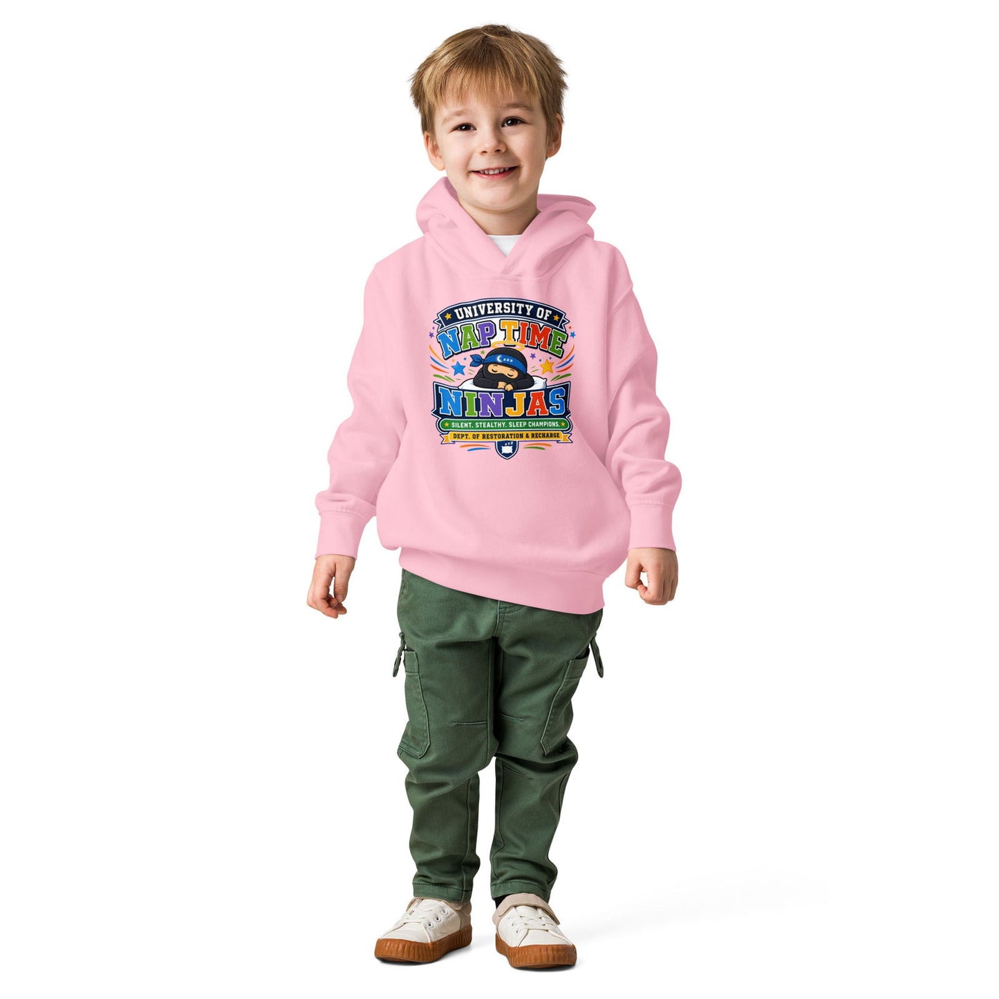 University Of Naptime Ninjas Christian University Toddler Pullover Hooded Sweatshirt - ClaimedbyGodDesigns