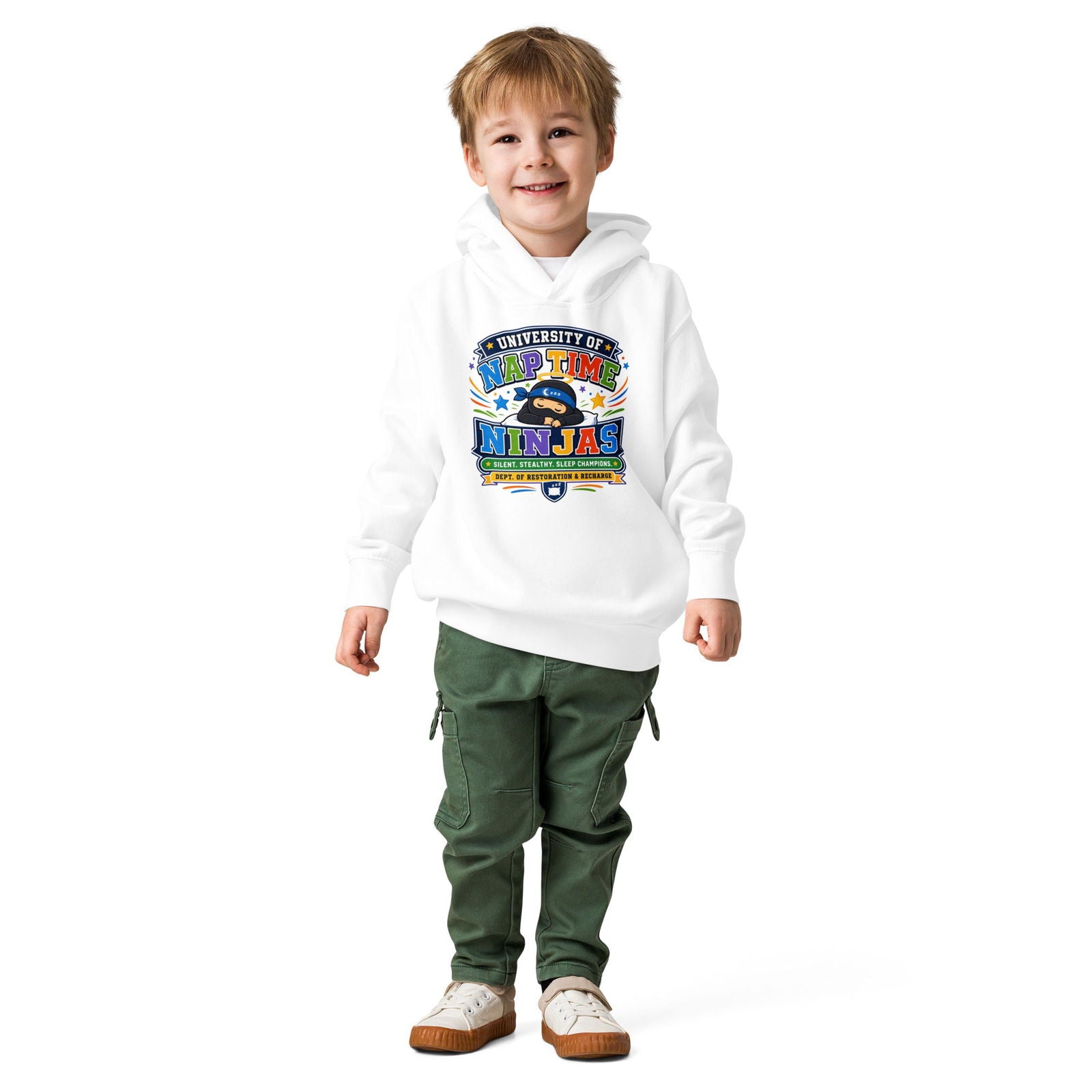 University Of Naptime Ninjas Christian University Toddler Pullover Hooded Sweatshirt - ClaimedbyGodDesigns