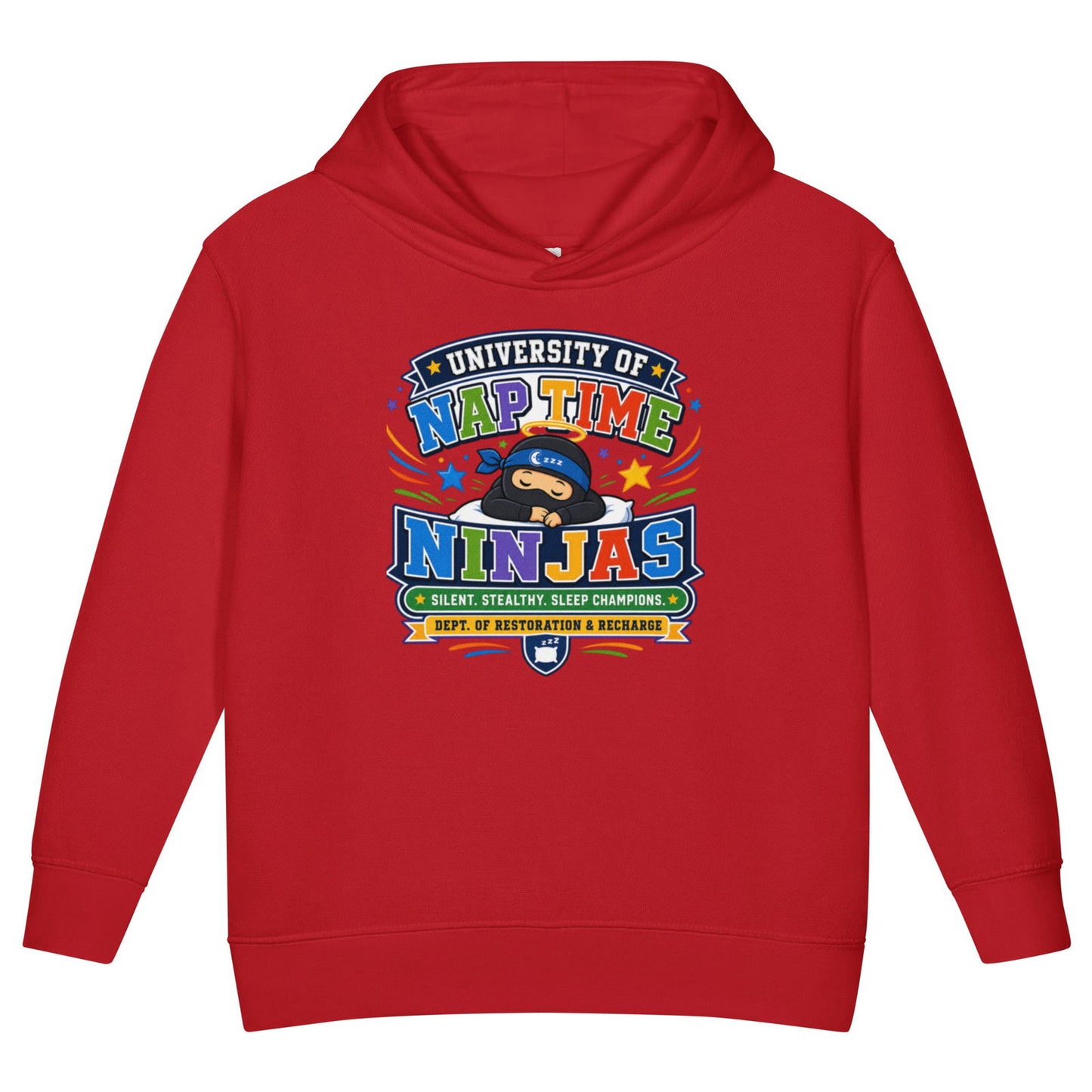 University Of Naptime Ninjas Christian University Toddler Pullover Hooded Sweatshirt - ClaimedbyGodDesigns