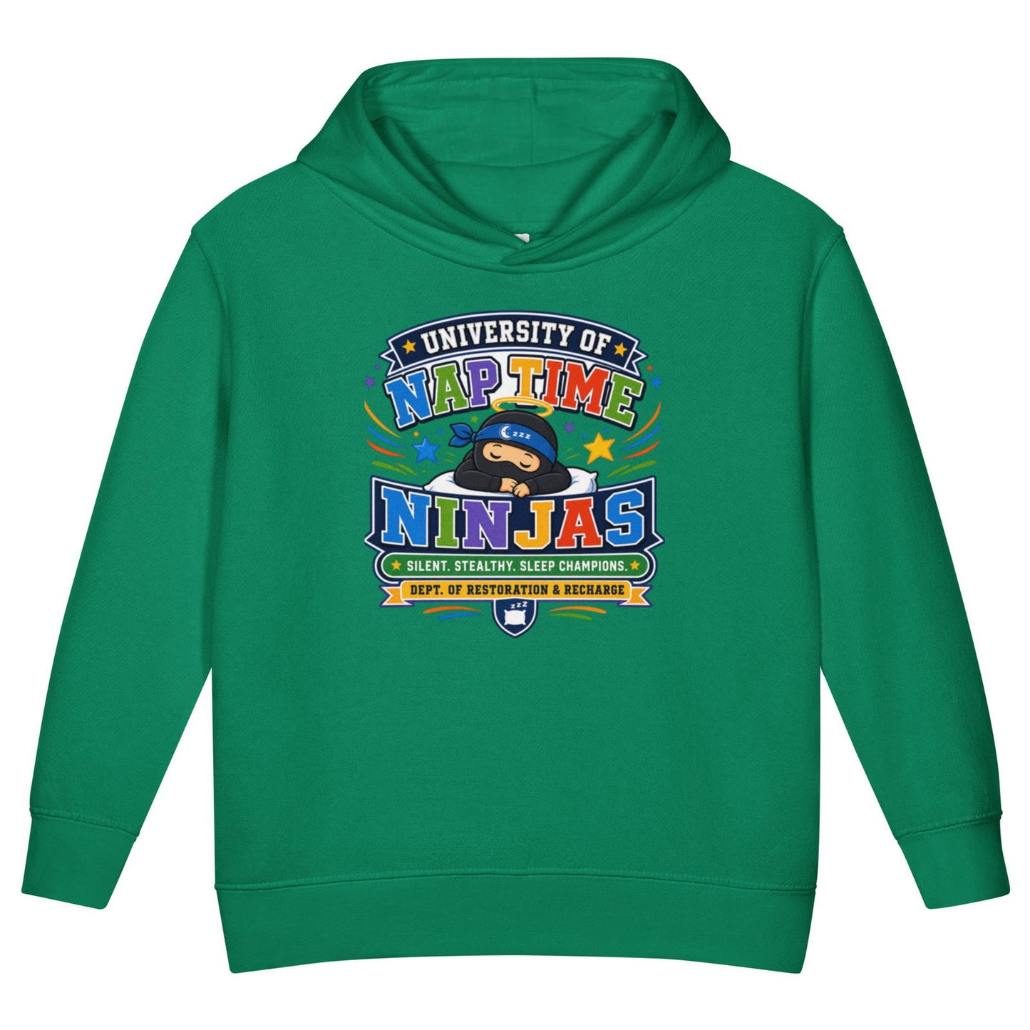 University Of Naptime Ninjas Christian University Toddler Pullover Hooded Sweatshirt - ClaimedbyGodDesigns