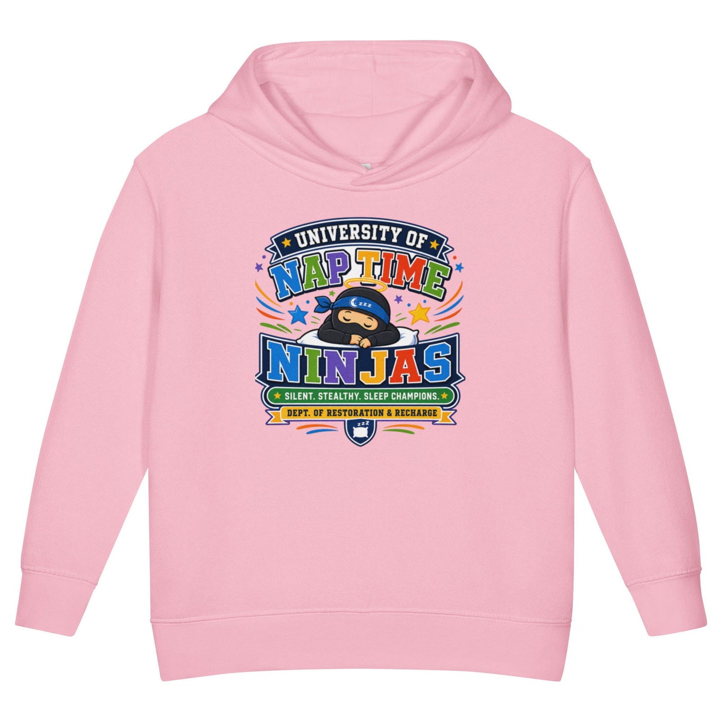 University Of Naptime Ninjas Christian University Toddler Pullover Hooded Sweatshirt - ClaimedbyGodDesigns