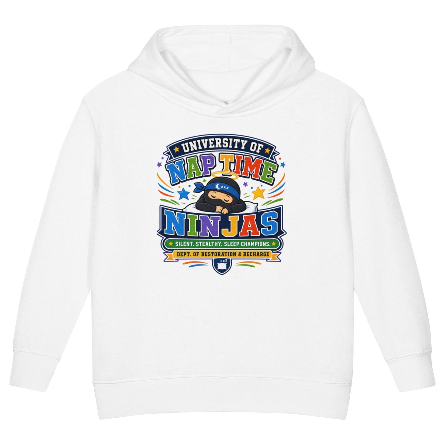 University Of Naptime Ninjas Christian University Toddler Pullover Hooded Sweatshirt - ClaimedbyGodDesigns