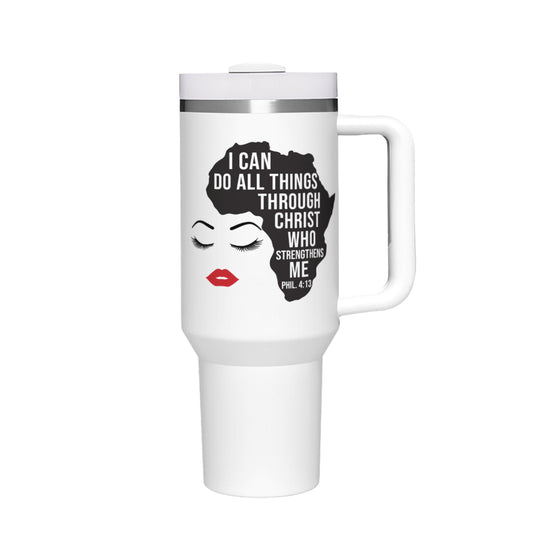 I Can Do All Things (face of Africa) Christian Stainless Steel Tumbler 40oz - ClaimedbyGodDesigns