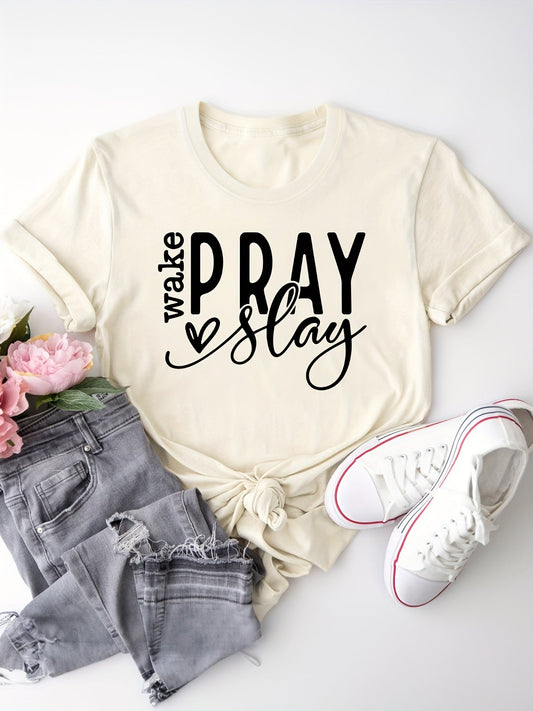 Wake Pray Slay Women's Christian T-shirt - ClaimedbyGodDesigns