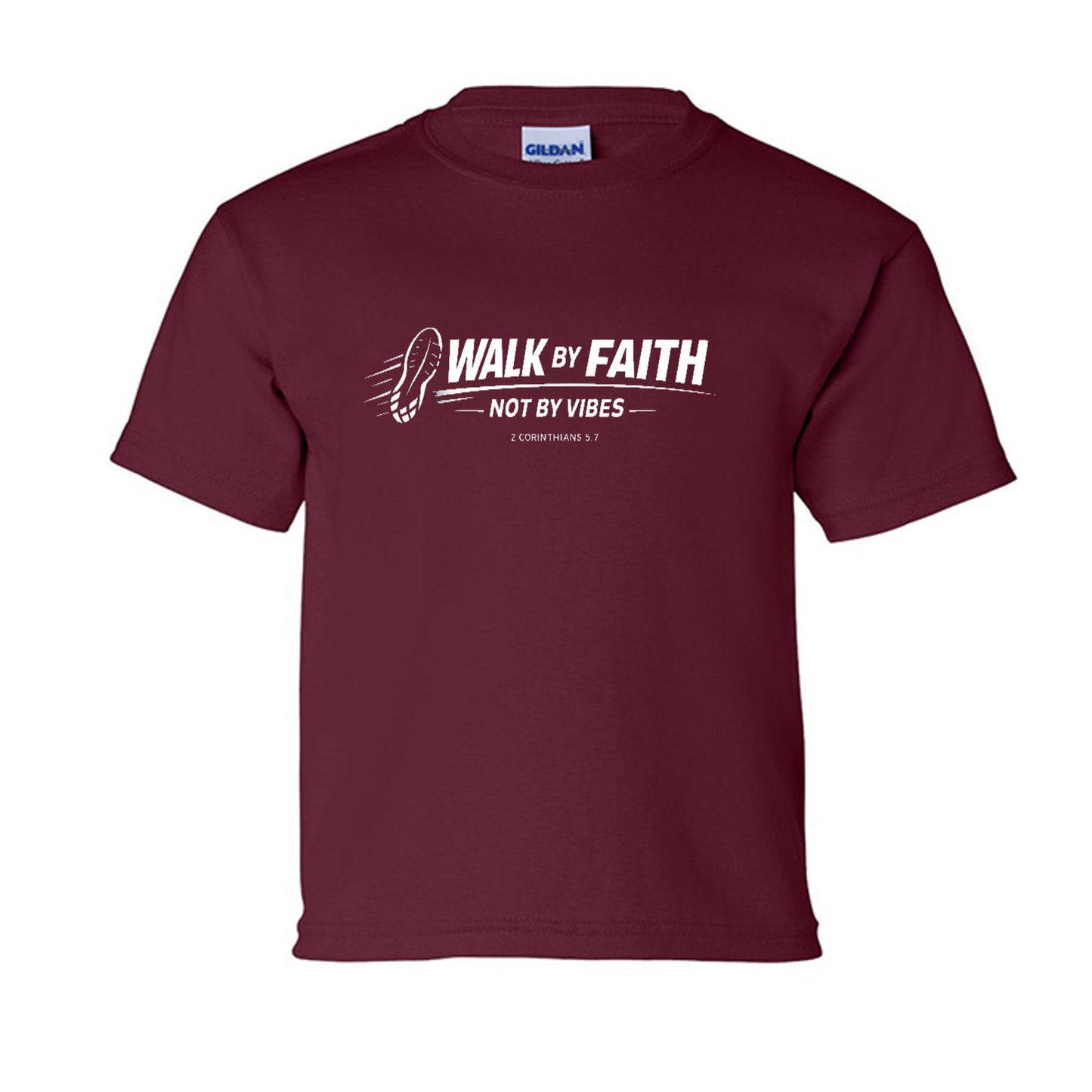 Walk By Faith Not By Vibes Youth Christian T-shirt - ClaimedbyGodDesigns