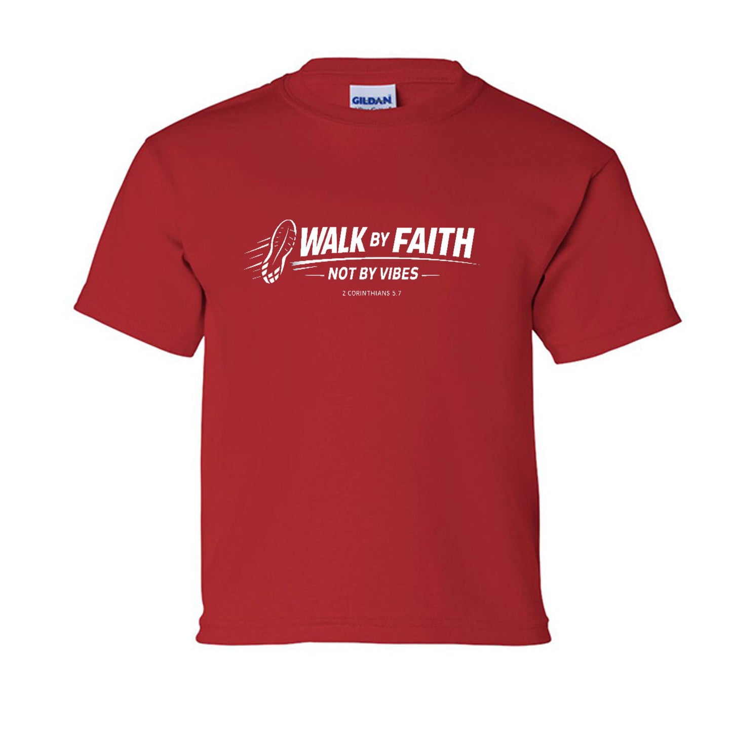 Walk By Faith Not By Vibes Youth Christian T-shirt - ClaimedbyGodDesigns