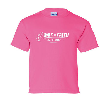 Walk By Faith Not By Vibes Youth Christian T-shirt - ClaimedbyGodDesigns