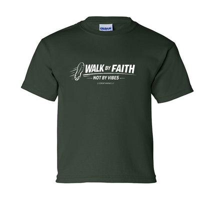 Walk By Faith Not By Vibes Youth Christian T-shirt - ClaimedbyGodDesigns