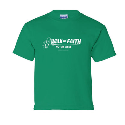 Walk By Faith Not By Vibes Youth Christian T-shirt - ClaimedbyGodDesigns