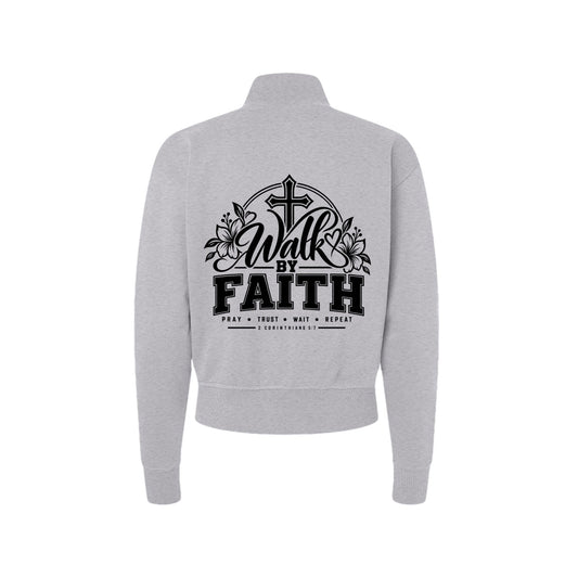 Walk By Faith Women's Christian Zip Jacket | 2 Corinthians 5:7 - Claimed by God Designs