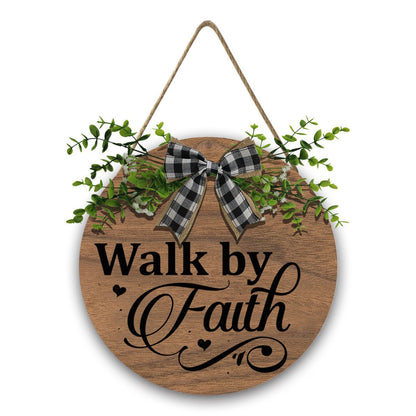 Walk by Faith Christian Wooden Hanging Sign - ClaimedbyGodDesigns